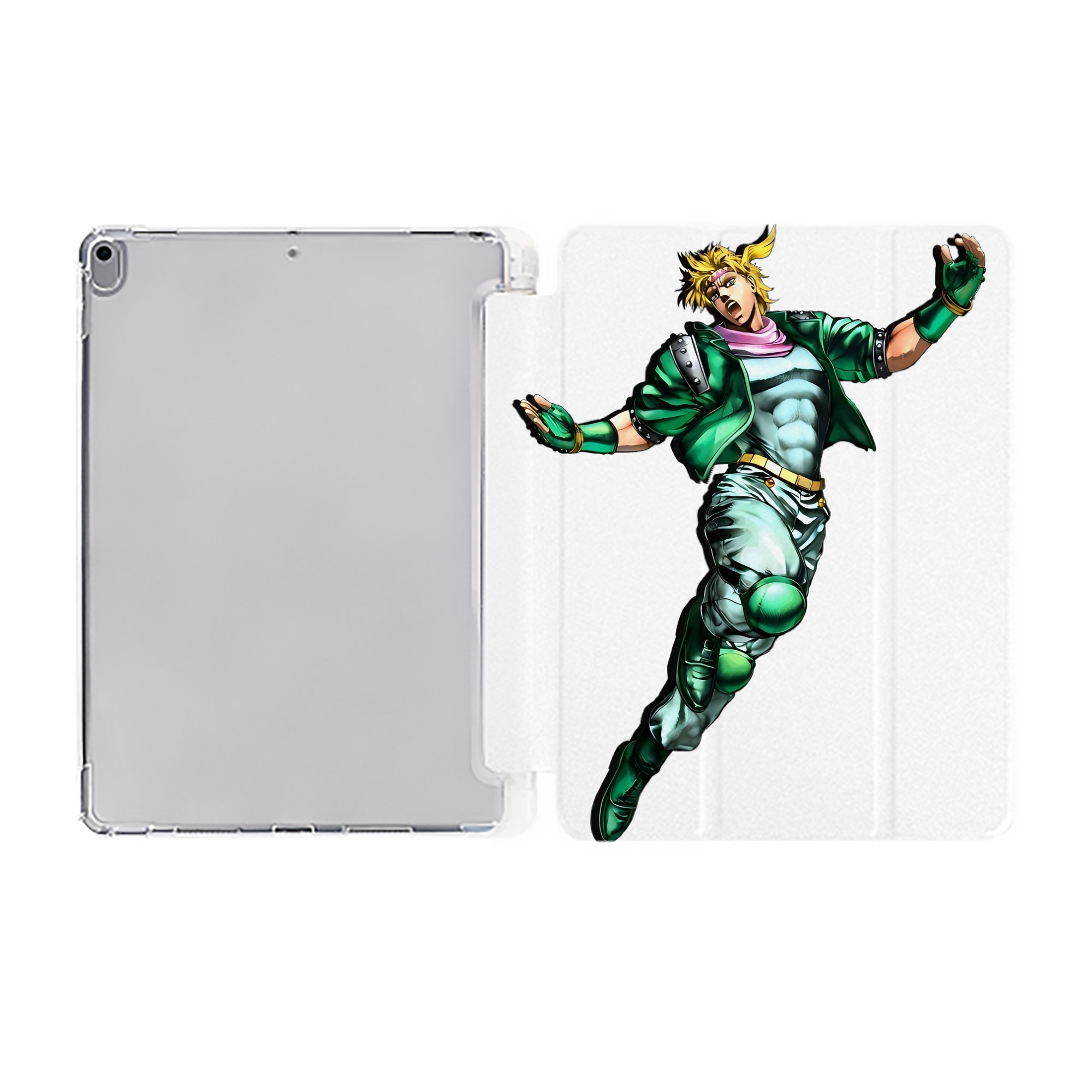 （画像用） ジョジョの奇妙な冒険 ディオ?ブランドー JoJo's Bizarre Adventure Dio Brando IPad ケース ペン収納付き 三つ折りスタンド PUレザー×シリコン 対応機種9.5/10.5/10.9インチ